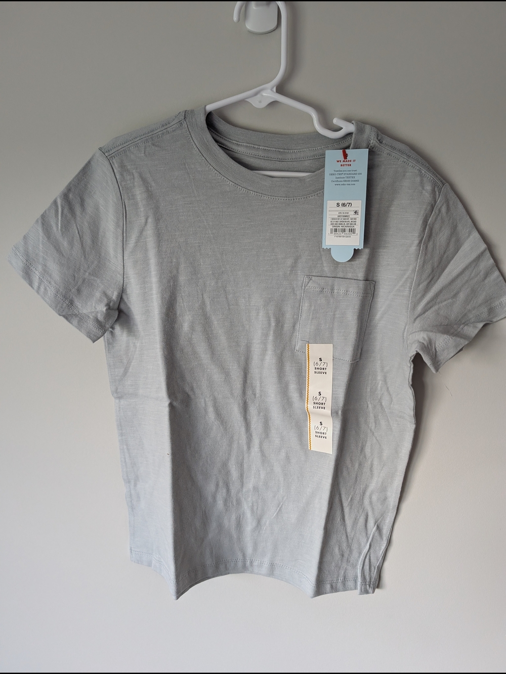 Cat & Jack Light Gray Short Sleeve Pocket Tee - Kids